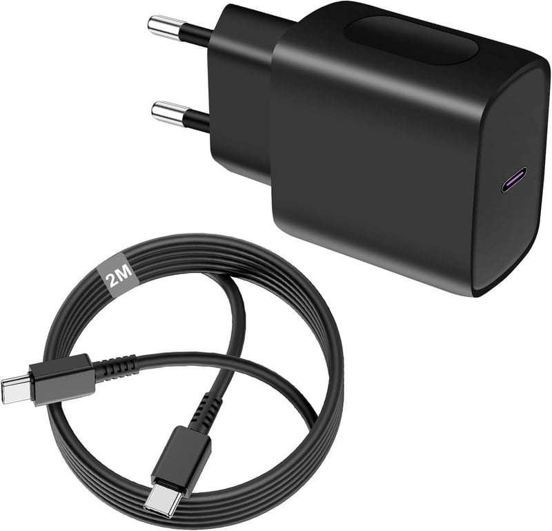 Încărcător rapid Vemfay 45W USB-C cu cablu de 2m pentru Samsung Galaxy S25 S24 S23 S22 S21 Ultra A56 A55 A54 A53 A16 A15, iPhone, Huawei, Xiaomi