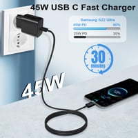 Încărcător rapid Vemfay 45W USB-C cu cablu de 2m pentru Samsung Galaxy S25 S24 S23 S22 S21 Ultra A56 A55 A54 A53 A16 A15, iPhone, Huawei, Xiaomi 3