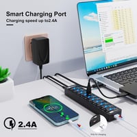VEMONT 11 portos USB 3.0 hub tápegységgel, egyedi kapcsolókkal és 1,2m kábellel 4