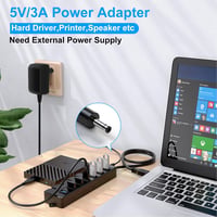 VEMONT 7 portos USB 3.0 hub tápegységgel, 5Gbps aktív elosztó Mac és PC-hez 5