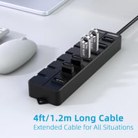 VEMONT 7 portos USB 3.0 hub tápegységgel, 5Gbps aktív elosztó Mac és PC-hez 4