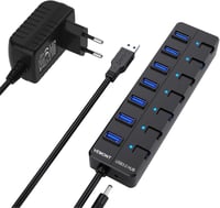 VEMONT 7 portos USB 3.0 hub tápegységgel, 5Gbps aktív elosztó Mac és PC-hez 1