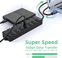 VEMONT 7 portos USB 3.0 hub tápegységgel, 5Gbps aktív elosztó Mac és PC-hez 8