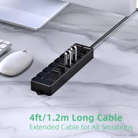 Vemont USB 3.0 Hub 7 portos kapcsolókkal Mac és Windows laptopokhoz 5