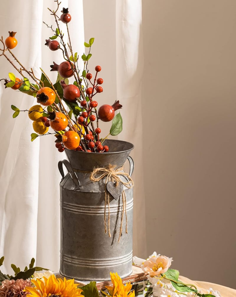 Venalys Vintage Galvanizált Fém Tejkanna Váza Farmhouse Dekoráció - 10.6 inch (Heart)