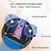 Robotický vysávač Venga! VG RVC 3000 BK, čierny, 6 režimov čistenia, mokré čistenie 2