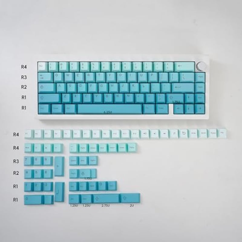 Venit Keys PBT Gradient 125 Billentyű Cherry Profile Mechanikus Billentyűzet Keycap Cyan