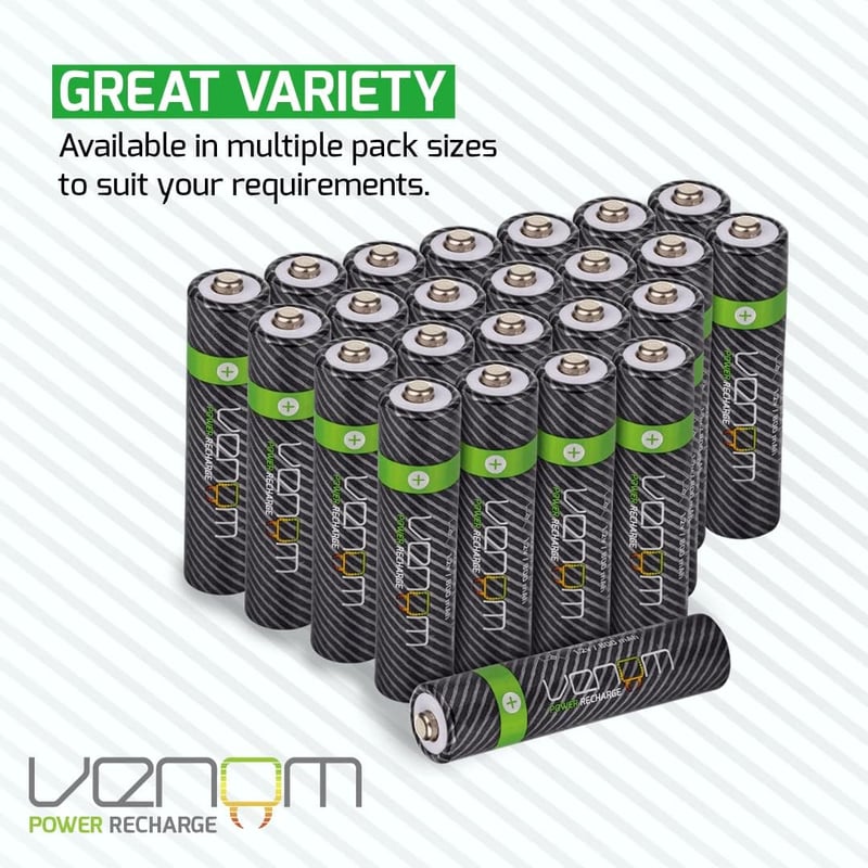 Venom AAA Újratölthető Elemek Töltőállomással - 4db 800mAh 1.2V Akkumulátor Szett Töltővel