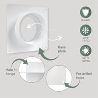 Vent Systems 100 mm Fehér Műanyag Légcsatorna Csatlakozó Perem - Fali Szellőzőrendszer Adapter - Fürdőszobához, Konyhához, Otthoni Szellőzte 3