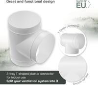 Vent Systems 100mm T-csatlakozó szellőzéshez, ABS légcsatorna adapter, háromirányú elosztó 3
