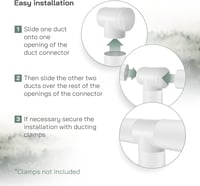 Vent Systems 100mm T-csatlakozó szellőzéshez, ABS légcsatorna adapter, háromirányú elosztó 4