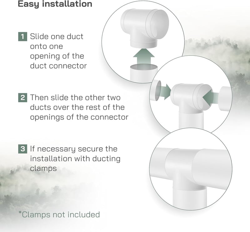 Vent Systems 100mm T-csatlakozó szellőzéshez, ABS légcsatorna adapter, háromirányú elosztó