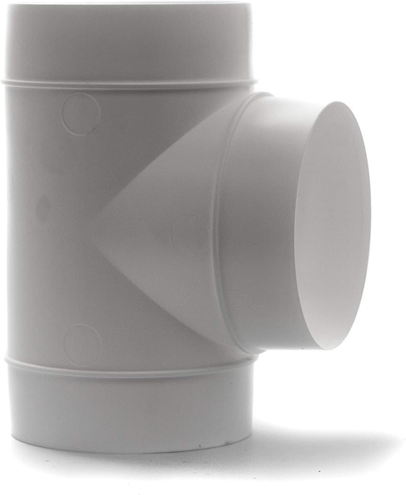 Vent Systems 100mm T-csatlakozó szellőzéshez, ABS légcsatorna adapter, háromirányú elosztó