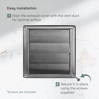 Vent Systems 12,5 cm téglalap alakú rozsdamentes acél fali szellőzőrács visszacsapó szeleppel, időjárásálló fürdőszobához, beltérre es külté 4
