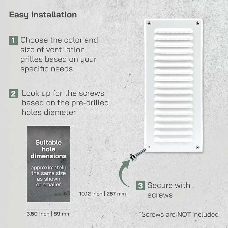 Vent Systems 125x295 mm fehér szellőzőrács rovarháló fürdőszoba konyha