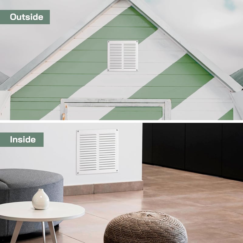 Vent Systems 29,5x29,5 cm fehér fém szellőzőrács rovarháló védelemmel