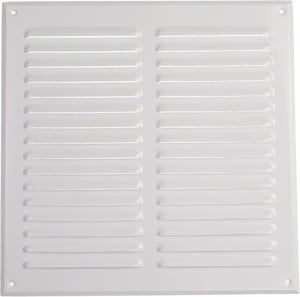 Vent Systems četvrtasta metalna ventilacijska rešetka s ugrađenom mrežicom protiv insekata, bijela - 29,5x29,5 cm
