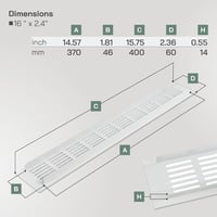 Vent Systems 60x400 mm fehér alumínium szellőzőrács HVAC rendszerhez 2