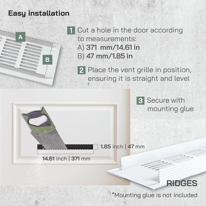 Vent Systems 60x400 mm fehér alumínium szellőzőrács HVAC rendszerhez