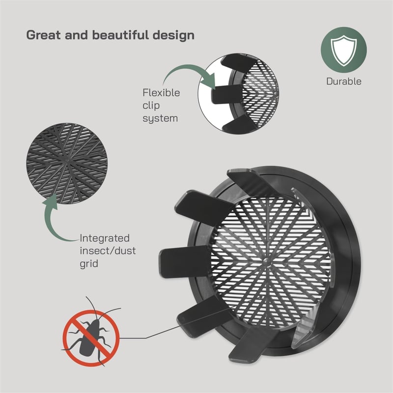 Vent Systems 99-124mm szürke kerek szellőzőrács fürdőszoba konyha irodához