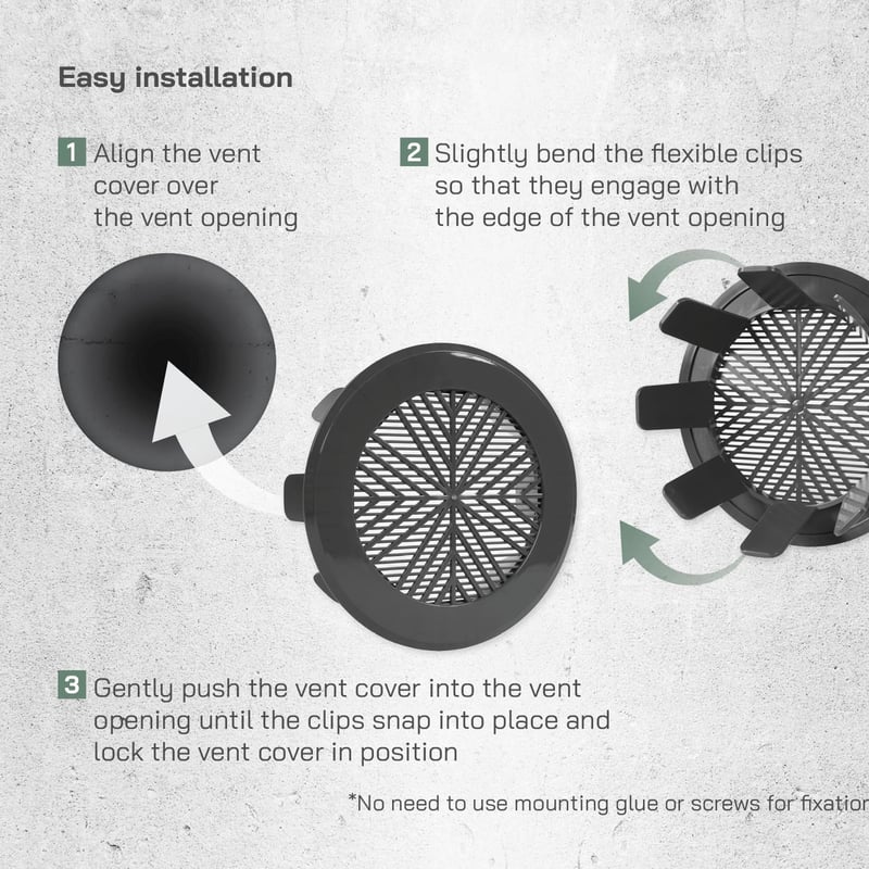 Vent Systems 99-124mm szürke kerek szellőzőrács fürdőszoba konyha irodához