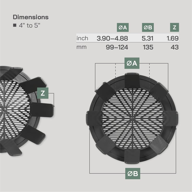 Vent Systems 99-124mm szürke kerek szellőzőrács fürdőszoba konyha irodához