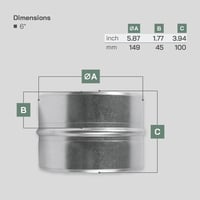 Vent Systems horganyzott acél kerek szellőzőcső toldó 150 mm ventilációs cső csatlakozó fém tömlőcsatlakozó 2