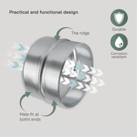 Vent Systems horganyzott acél kerek szellőzőcső toldó 150 mm ventilációs cső csatlakozó fém tömlőcsatlakozó 4