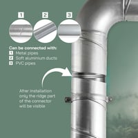 Vent Systems horganyzott acél kerek szellőzőcső toldó 150 mm ventilációs cső csatlakozó fém tömlőcsatlakozó 3