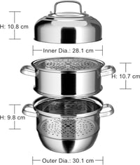 VENTION 3 Szintes Párolóedény Indukciós Főzőlaphoz - 30 cm Rozsdamentes Acél Gőzölő Fazék 9,1L Mosogatógépben Mosható

AI: VENTION 3 Szintes 2