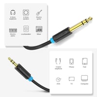 Vention 6.35mm - 3.5mm Sztereó Audiokábel 1m, TRS Jack Kábel Erősítőhöz és Eszközökhöz 5