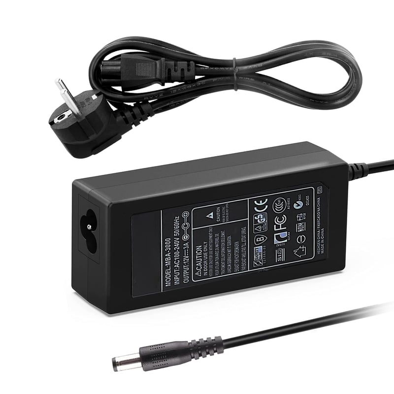 Univerzálny napájací adaptér Venton 12V DC 3A 36W, AC 100-240V 50/60Hz, 1m kábel (5,5-2,5mm Jack), kompatibilný s notebookmi, TV boxmi, LED pásmi, routermi a kamerami