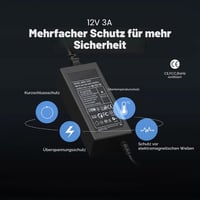 Univerzálny napájací adaptér Venton 12V DC 3A 36W, AC 100-240V 50/60Hz, 1m kábel (5,5-2,5mm Jack), kompatibilný s notebookmi, TV boxmi, LED pásmi, routermi a kamerami 4