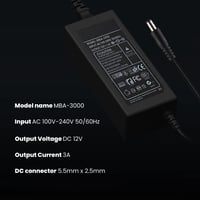 Univerzálny napájací adaptér Venton 12V DC 3A 36W, AC 100-240V 50/60Hz, 1m kábel (5,5-2,5mm Jack), kompatibilný s notebookmi, TV boxmi, LED pásmi, routermi a kamerami 3