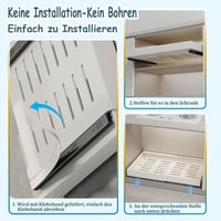 Sertar telescopic extensibil cu ventuză 42 cm, organizator pentru dulap de bucătărie cu adeziv, fără găurire, lățime 32-52 cm, 2 bucăți 6