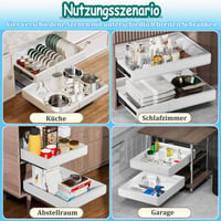 Sertar telescopic extensibil cu ventuză 42 cm, organizator pentru dulap de bucătărie cu adeziv, fără găurire, lățime 32-52 cm, 2 bucăți 5