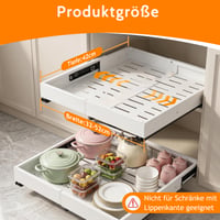 Sertar telescopic extensibil cu ventuză 42 cm, organizator pentru dulap de bucătărie cu adeziv, fără găurire, lățime 32-52 cm, 2 bucăți 2