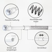 Venwemong 3 db fehér befogó függönyrúd tapadókoronggal fúrás nélkül ablakra 60-80 cm, konzol polcként is használható 5
