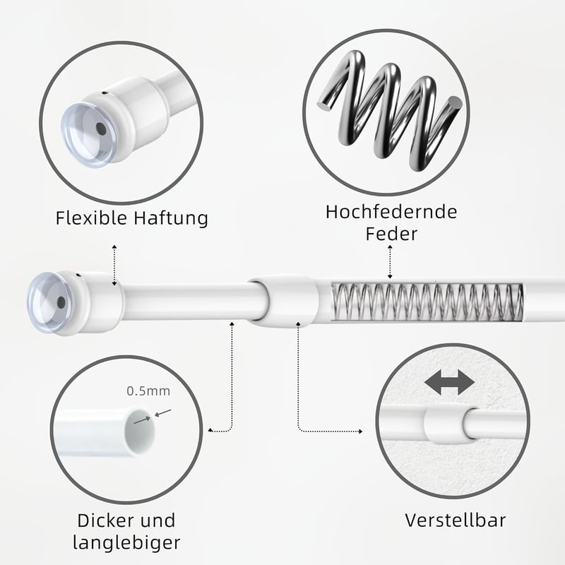 Venwemong 3 db fehér befogó függönyrúd tapadókoronggal fúrás nélkül ablakra 60-80 cm, konzol polcként is használható