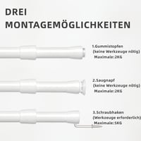 Venwemong 3 db fehér befogó függönyrúd tapadókoronggal fúrás nélkül ablakra 60-80 cm, konzol polcként is használható 2