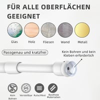 Venwemong 3 db fehér befogó függönyrúd tapadókoronggal fúrás nélkül ablakra 60-80 cm, konzol polcként is használható 4