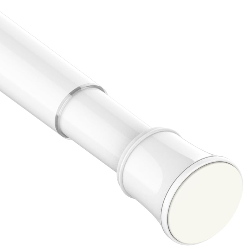Venwemong biela teleskopická tyč na závesy bez vŕtania 190-410 cm, držiak sprchového závesu do skrine a kúpeľne, priemer 32 mm