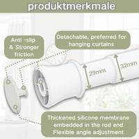 Venwemong biela teleskopická tyč na závesy bez vŕtania 190-410 cm, držiak sprchového závesu do skrine a kúpeľne, priemer 32 mm 2