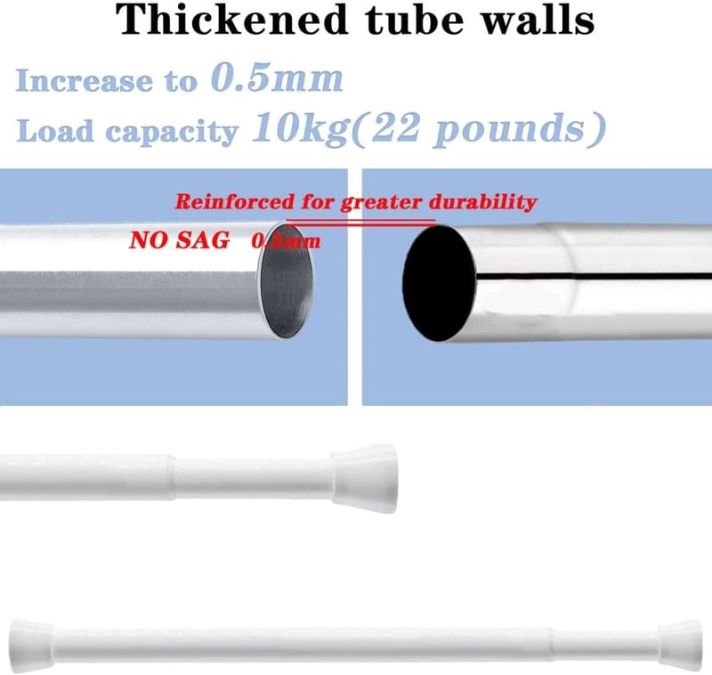 Venwemong Fúrás Nélküli Függönyrúd - Állítható Teleszkópos Rúd 90-160 cm - Fekete Rozsdamentes Acél Zuhanyfüggöny Tartó Ablakokhoz, Fürdőszo