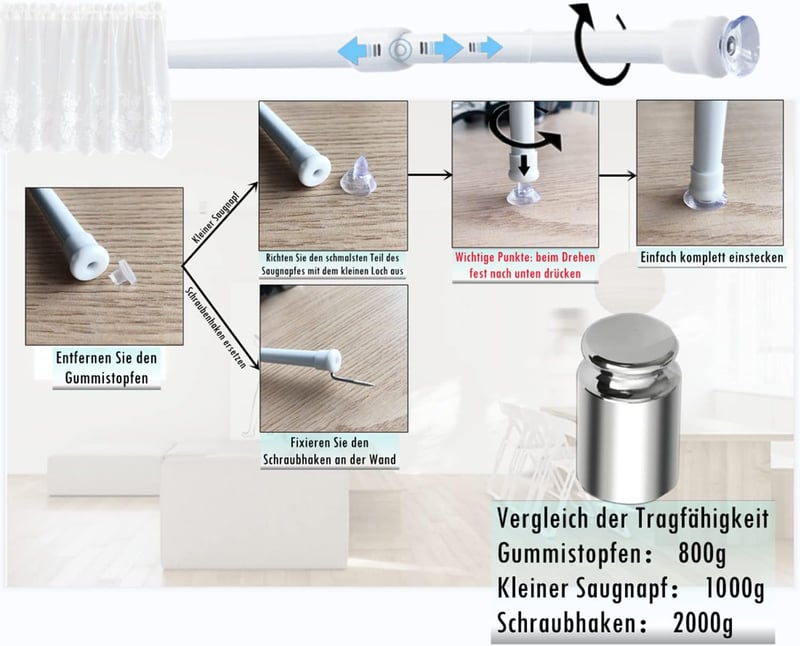 Venwemong feszítőrúd ablakhoz 30-45 cm, szívócsapos és csavaros rögzítés, 2 darab