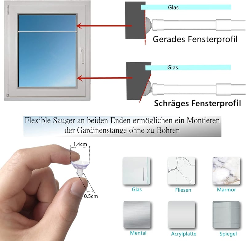 Venwemong feszítőrúd ablakhoz 30-45 cm, szívócsapos és csavaros rögzítés, 2 darab