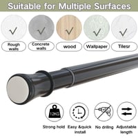 Venwemong Tijă Telescopică pentru Perdele fără Găurire, pentru Fixare, Tijă pentru Perdea de Duș și Dulap, Negru, 190-410 cm (Ø 32 mm) 3