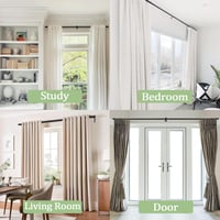 Venwemong fekete függönyrúd 25mm 84-185cm állítható tartóval 6