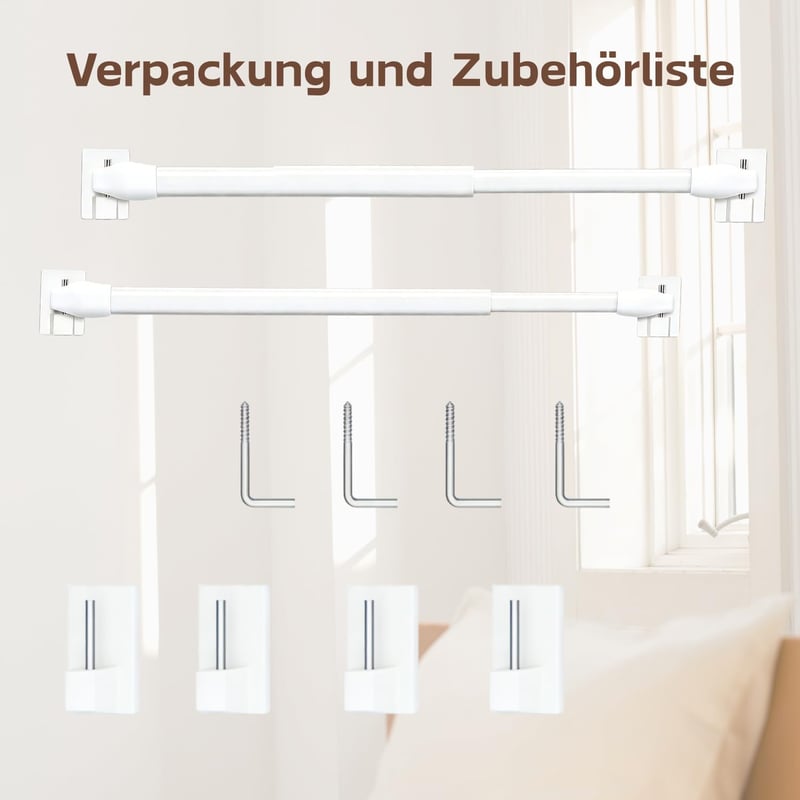 Venwemong öntapadós kampós függönyrúd szett 30-50 cm, 2 db