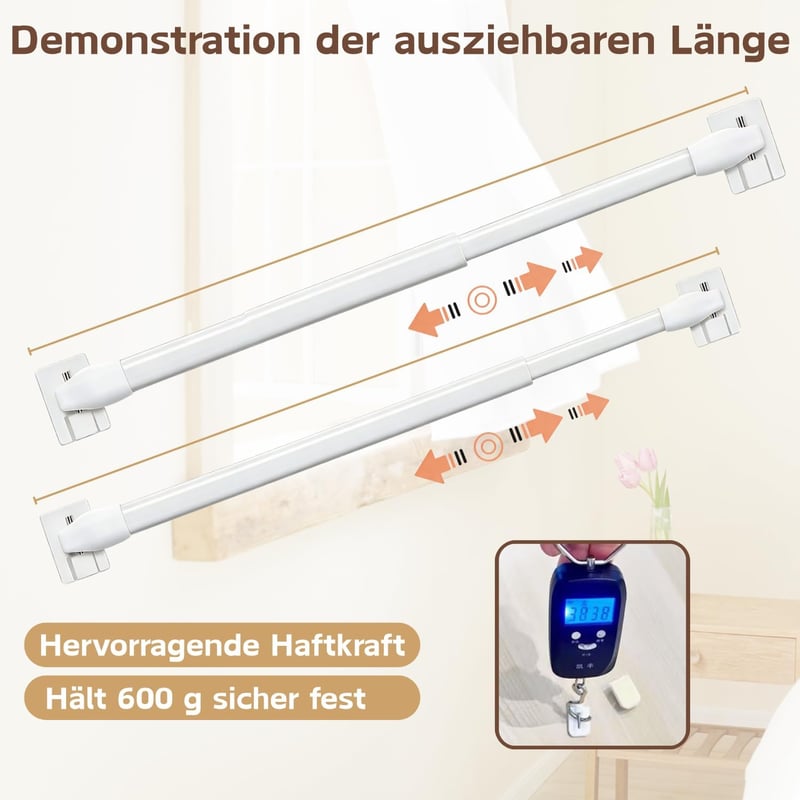 Venwemong öntapadós kampós függönyrúd szett 30-50 cm, 2 db
